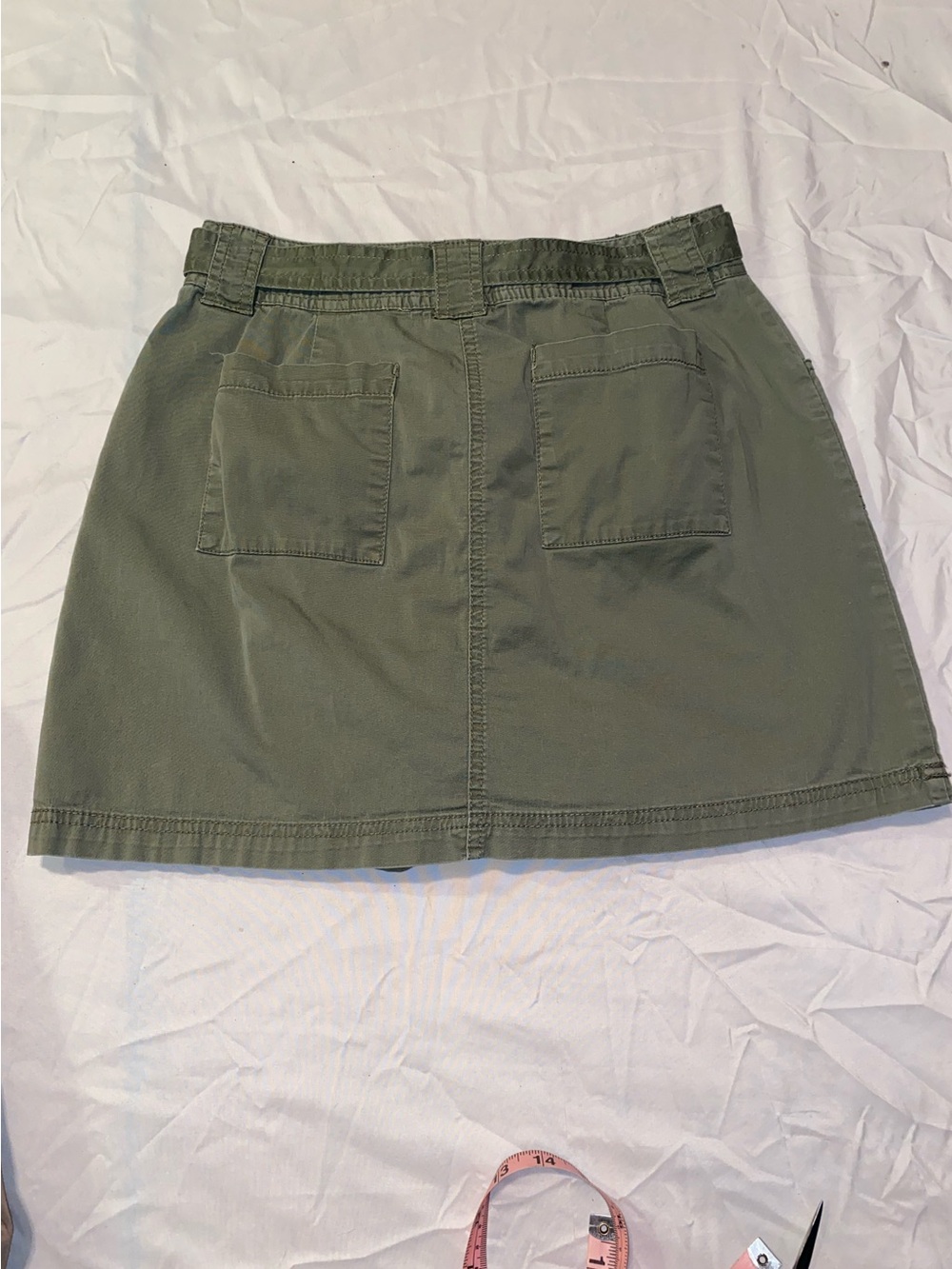 Y2K Vintage St. John's Bay Olive Utility Skirt Size 6 Cotton Blend Tie Waist - Picture 2 of 8
